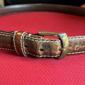 Vintage Ralph Lauren Leather Belt Men's Brown Gold tone Buckle Length: 49"